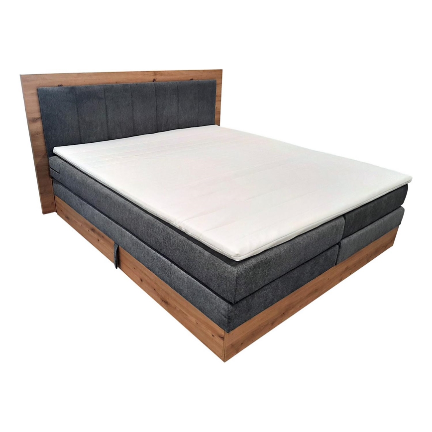 Boxspringbed met matrassen en topper met opbergruimte JASMINE 180x200 cm grijs