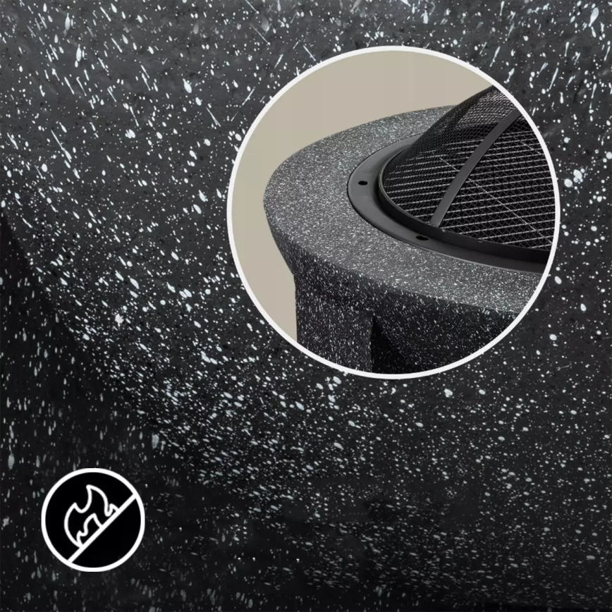 Brasero portable avec grille 74x30 cm noir/granit foncé