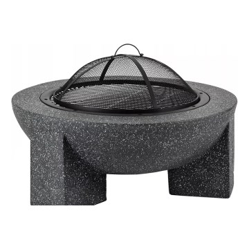 Brasero portable avec grille 79,5x38 cm noir/granit foncé