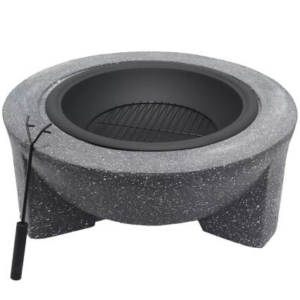Brasero portable avec grille 79,5x38 cm noir/granit foncé
