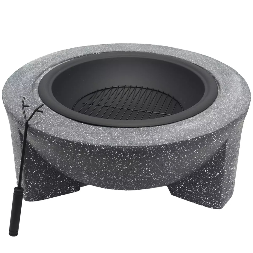Brasero portable avec grille 79,5x38 cm noir/granit foncé