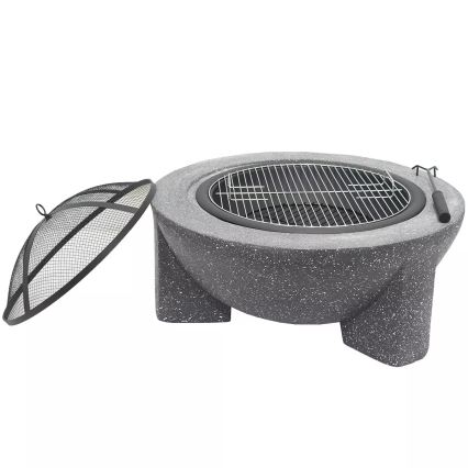 Brasero portable avec grille 79,5x38 cm noir/granit foncé