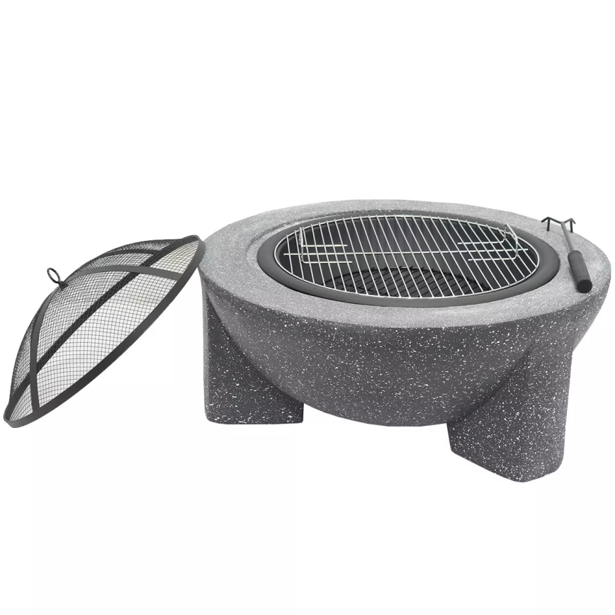 Brasero portable avec grille 79,5x38 cm noir/granit foncé