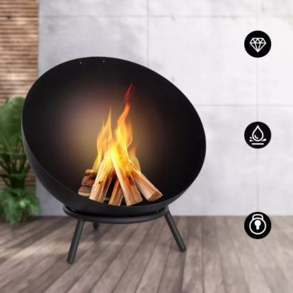 Brasero portable pour bois 57x30 cm noir