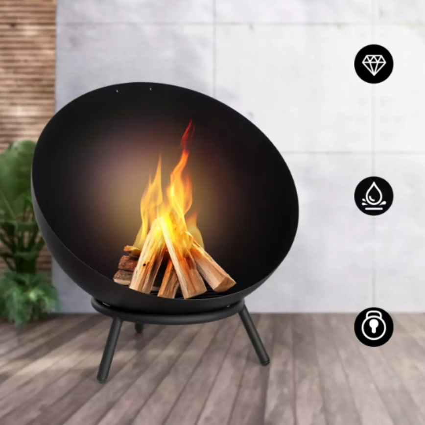 Brasero portable pour bois 57x30 cm noir
