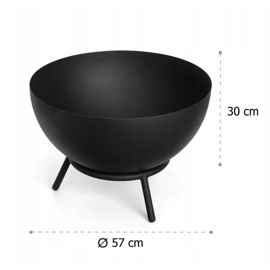 Brasero portable pour bois 57x30 cm noir