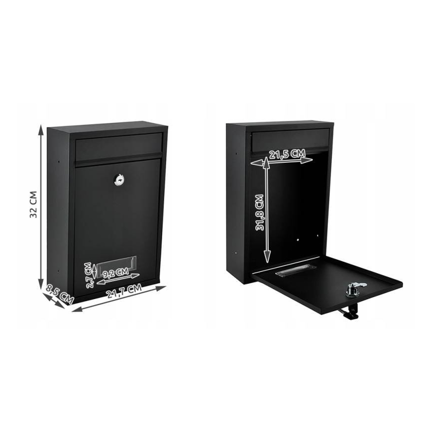 Brievenbus 21,7x32 cm zwart