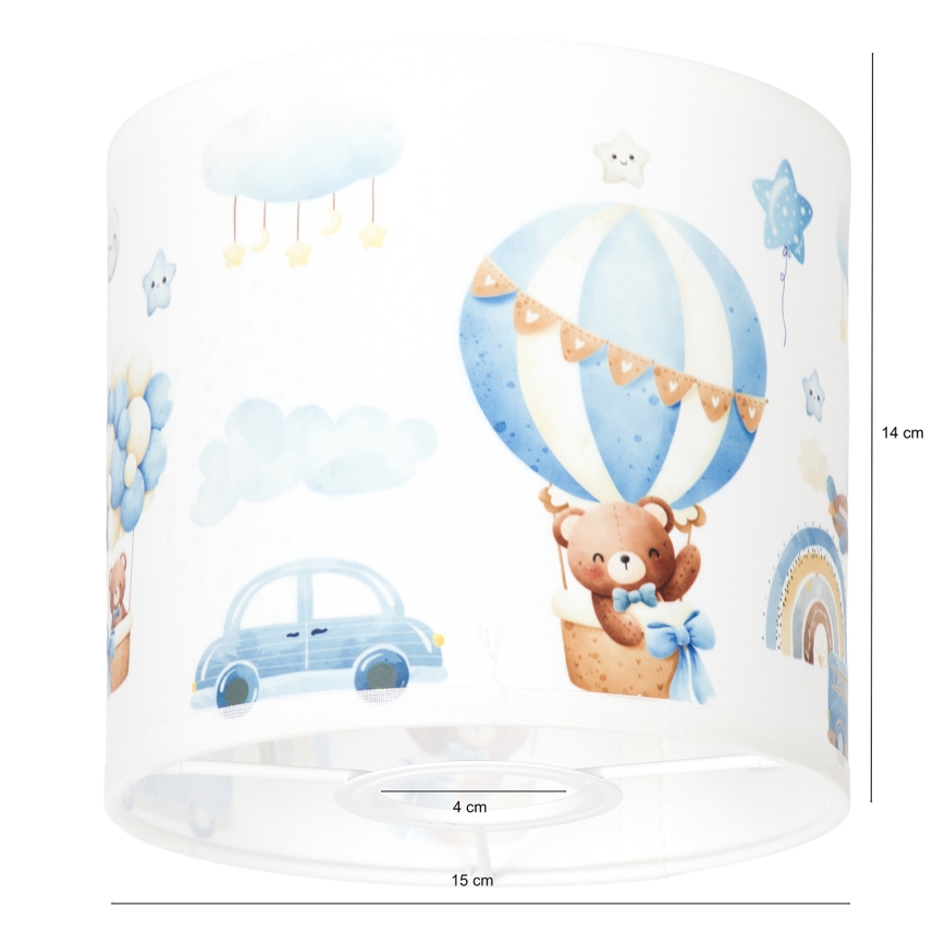 BRILAGI - Abat-jour universel BOBO E27 diam. 15 cm blanc/bleu/motifs oursons