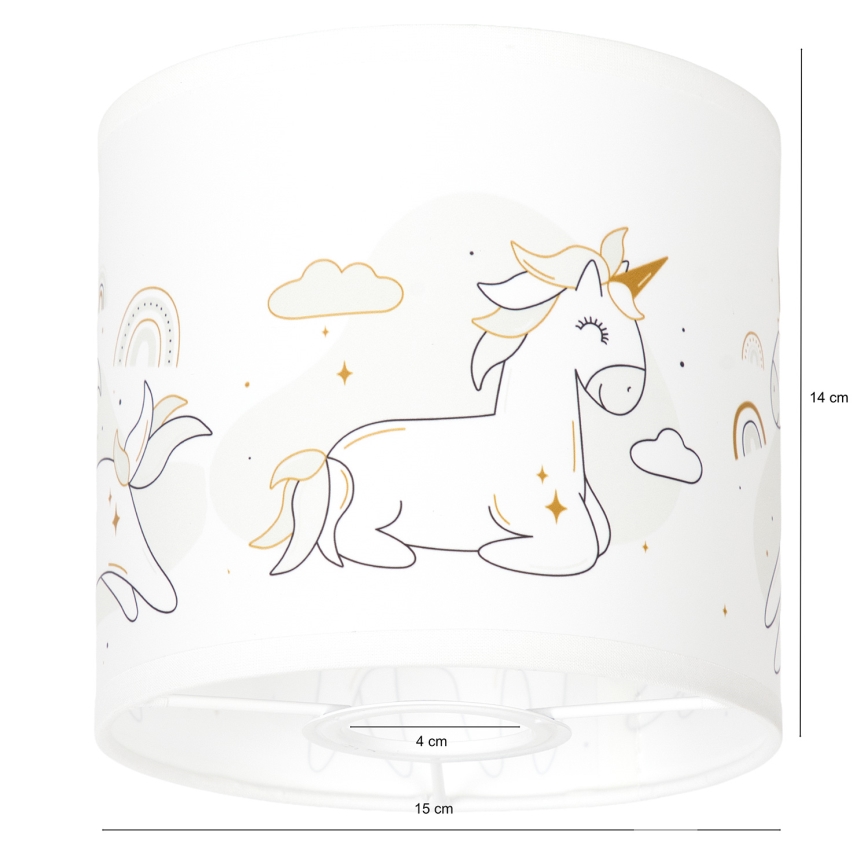 BRILAGI - Abat-jour universel BOBO pour douille E27, Ø 15 cm, blanc à motif licornes
