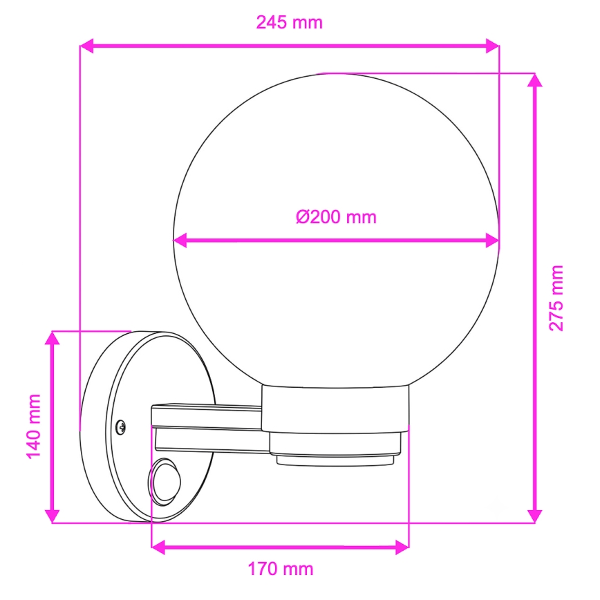 BRILAGI - Applique murale d'extérieur avec détecteur de mouvement HARBOR 1xE27/40W/230V IP33 noir/transparent