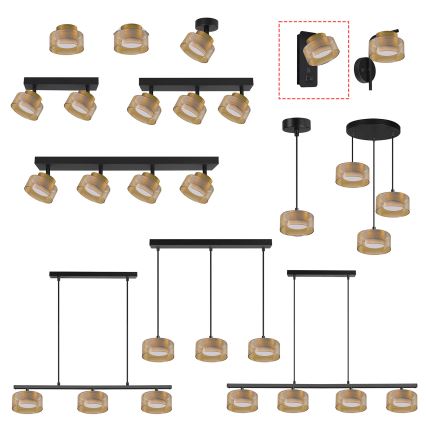 Brilagi - Applique murale avec port USB AURA LUX 1xGX53/30W/230V noire/dorée