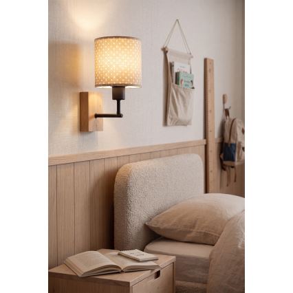 Brilagi - Applique murale pour enfant BOBO WOOD 1xE27/25W/230V chêne/noir/beige/à pois