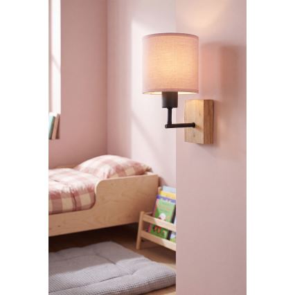 Brilagi - Applique murale pour enfant BOBO WOOD 1xE27/25W/230V chêne/noir/rose