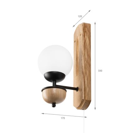 Brilagi - Applique murale COTTAGE 1xG9/40W/230V chêne/blanc