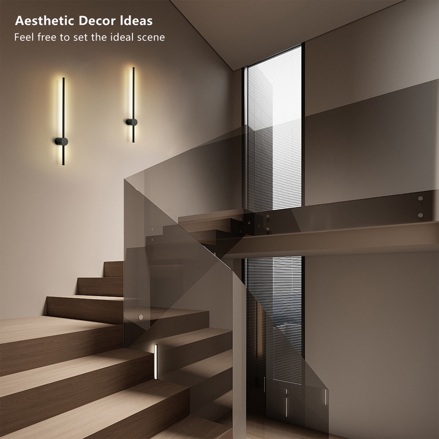 Brilagi - Applique murale d'extérieur AURA LED/12W/230V 3000K IP54 65 cm noire
