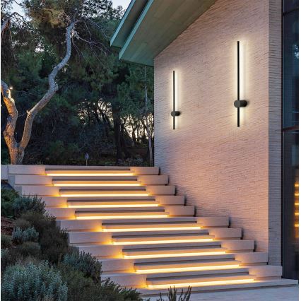 Brilagi - Applique murale d'extérieur AURA LED/12W/230V 3000K IP54 65 cm noire