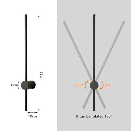 Brilagi - Applique murale d'extérieur AURA LED/12W/230V 3000K IP54 65 cm noire