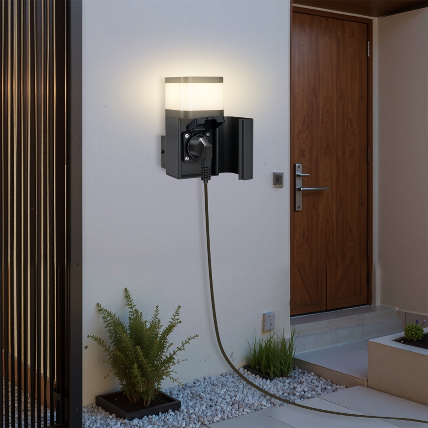 Brilagi - Applique murale extérieure avec prise SCHUKO PILLAR 1xG9/11W/230V IP44 anthracite