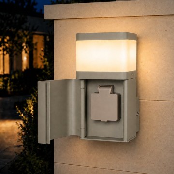 BRILAGI - Applique murale d'extérieur avec prise SCHUKO PILLAR 1xG9/11W/230V IP44 gris