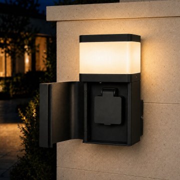 BRILAGI - Applique murale d'extérieur avec prise SCHUKO PILLAR 1xG9/11W/230V IP44 noire