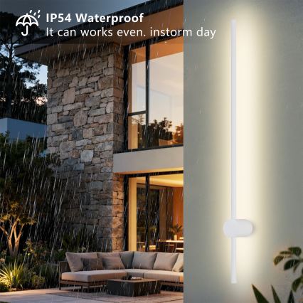 Brilagi - Applique murale LED d'extérieur AURA LED/20W/230V 3000K IP54 97 cm blanche IRC 90