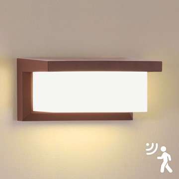 Brilagi - Applique murale d'extérieur LED avec capteur BRICKY LED/12W/230V marron IP54