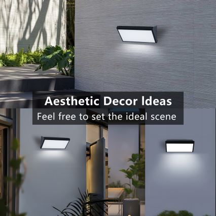 Brilagi - Applique murale d'extérieur LED avec détecteur TRIANGLE LED/20W/230V noir IP65