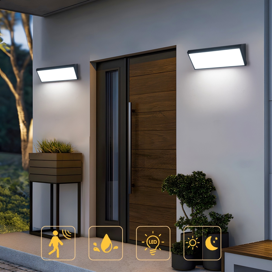 Brilagi - Applique murale LED d'extérieur avec détecteur TRIANGLE LED/42W/230V 45 cm noire IP65
