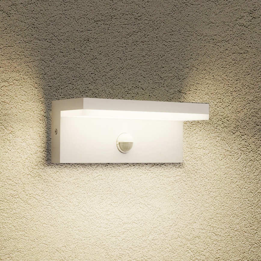 Brilagi - Applique murale d'extérieur LED avec détecteur TESSI LED/10W/230V blanche IP54