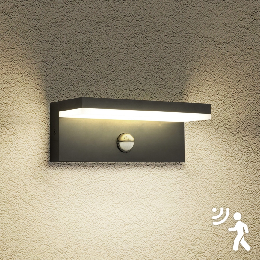 Brilagi - Applique murale d'extérieur LED avec détecteur TESSI LED/10W/230V noire IP54