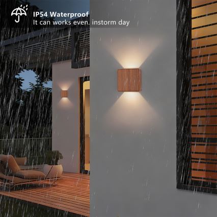 Brilagi - Applique murale d'extérieur LED DOUBLERAY LED/6W/230V aspect bois IP54