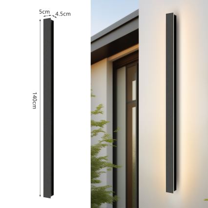 Brilagi - Applique murale extérieure LED LINEAR, 32 W, 230 V, 4000 K, IP65, 140 cm, noire