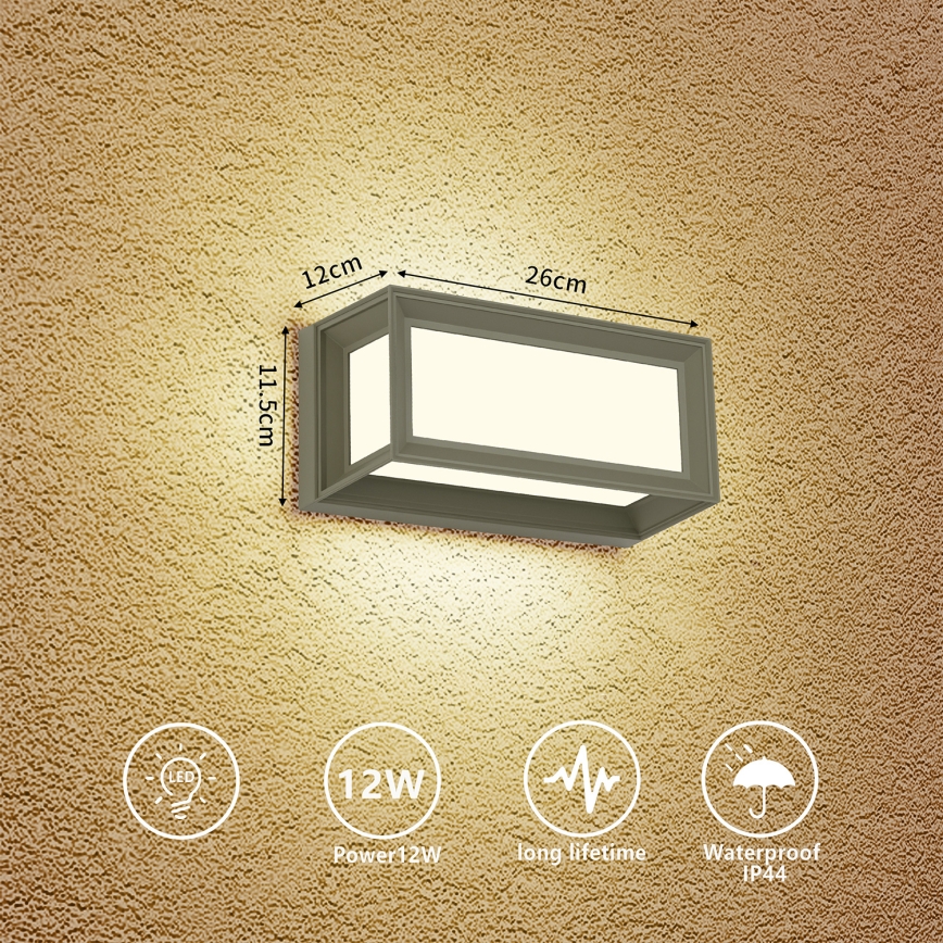 Brilagi - Applique murale extérieure LED PARKER LED/12W/230V 3000/4500/6000K gris IP44