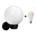 Brilagi - Applique murale d'extérieur LED RGBW à intensité variable HARBOR 1xE27/9W/230V 2700-6500K IP33 noir/blanc