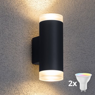 Brilagi - Applique murale d'extérieur LED RGBW dimmable MATERA 2xGU10/4,8W/230V 3000K IP54 anthracite + télécommande