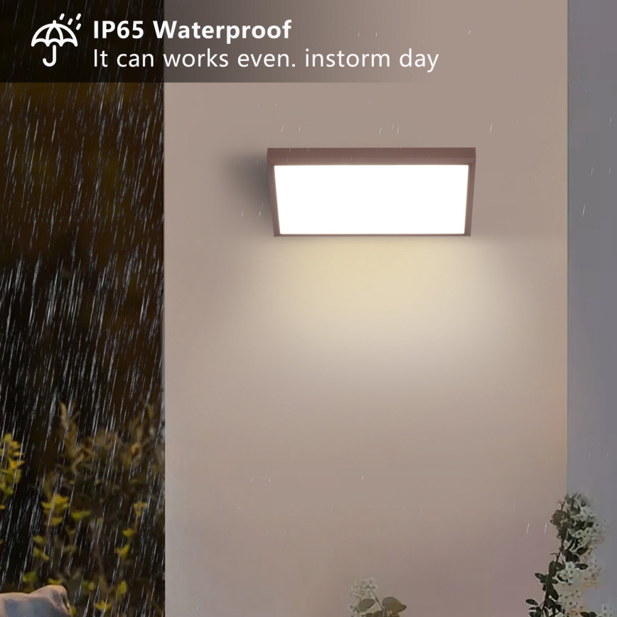 BRILAGI - Applique murale extérieure LED RGBW à intensité variable TRIANGLE 1xE27/12W/230V 2700-6500K IP65 marron