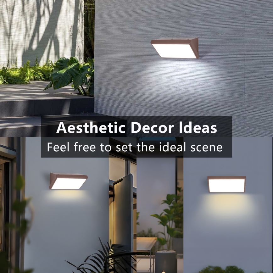 Brilagi - Applique murale extérieure LED RGBW à intensité variable TRIANGLE 1xE27/9W/230V 2700-6500K IP65 marron