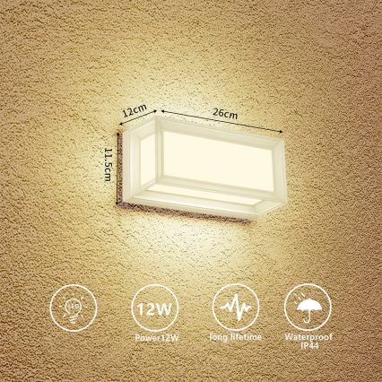 Brilagi - Applique murale d'extérieur PARKER LED/12W/230V blanche IP44