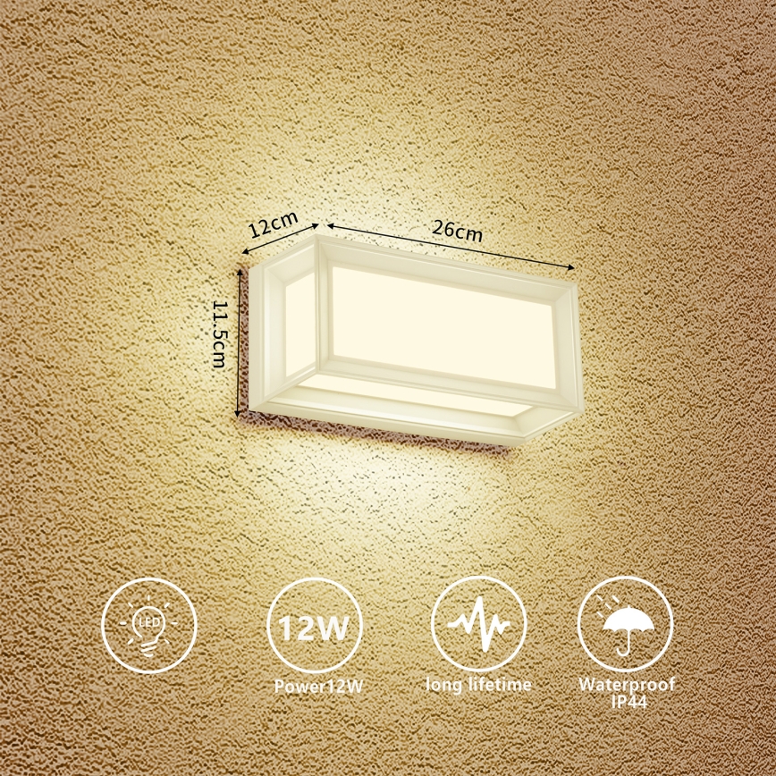 Brilagi - Applique murale d'extérieur PARKER LED/12W/230V blanche IP44