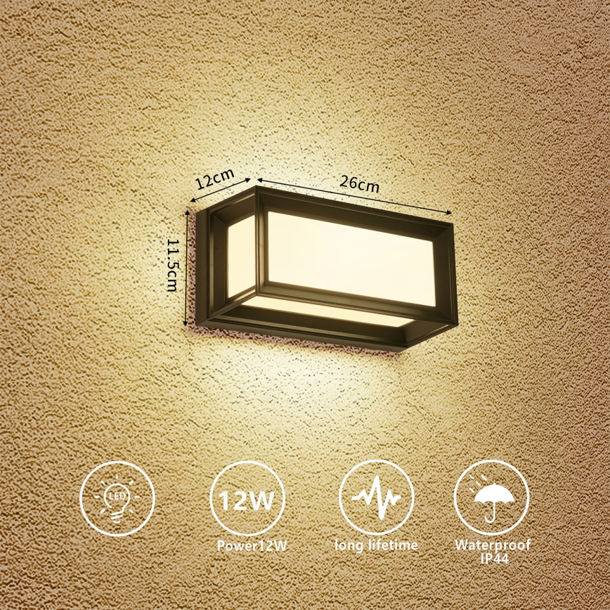 Brilagi - Applique murale d'extérieur PARKER LED/12W/230V noire IP44