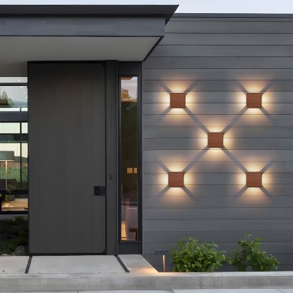 Brilagi - Applique murale d'extérieur QUADRAY LED/6W/230V finition bois IP54