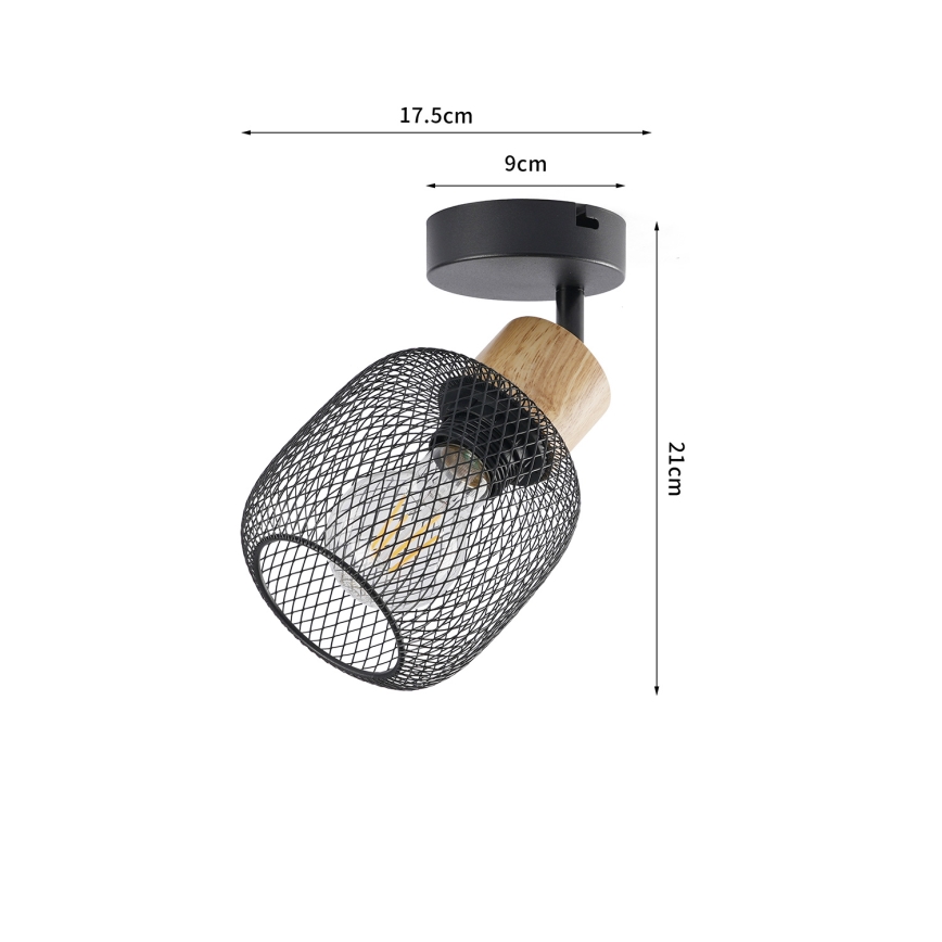 Brilagi - Applique murale directionnelle BASKLITE 1xE27/15W/230V bois/noir