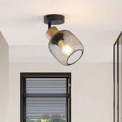 Brilagi - Applique murale directionnelle BASKLITE 1xE27/15W/230V hévéa/noir