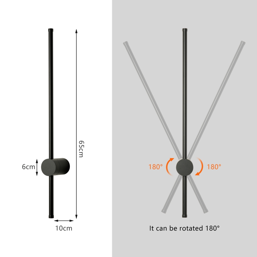 Brilagi - Applique murale LED d'extérieur AURA LED/12W/230V 3000K IP54 65 cm noir CRI 90