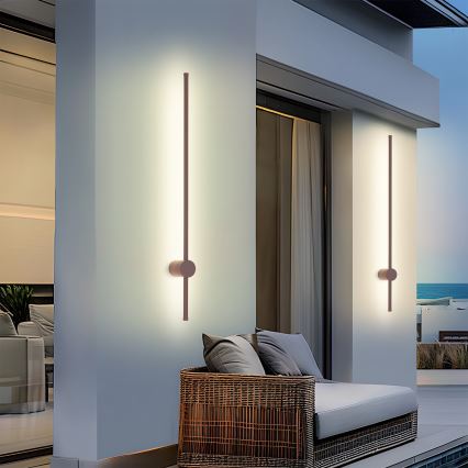 Brilagi - Applique murale d'extérieur LED AURA, 20 W, 230 V, 3000 K, IP54, 97 cm, marron, IRC 90