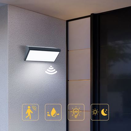 Brilagi - Applique murale extérieure avec détecteur TRIANGLE LED/20W/230V anthracite IP65