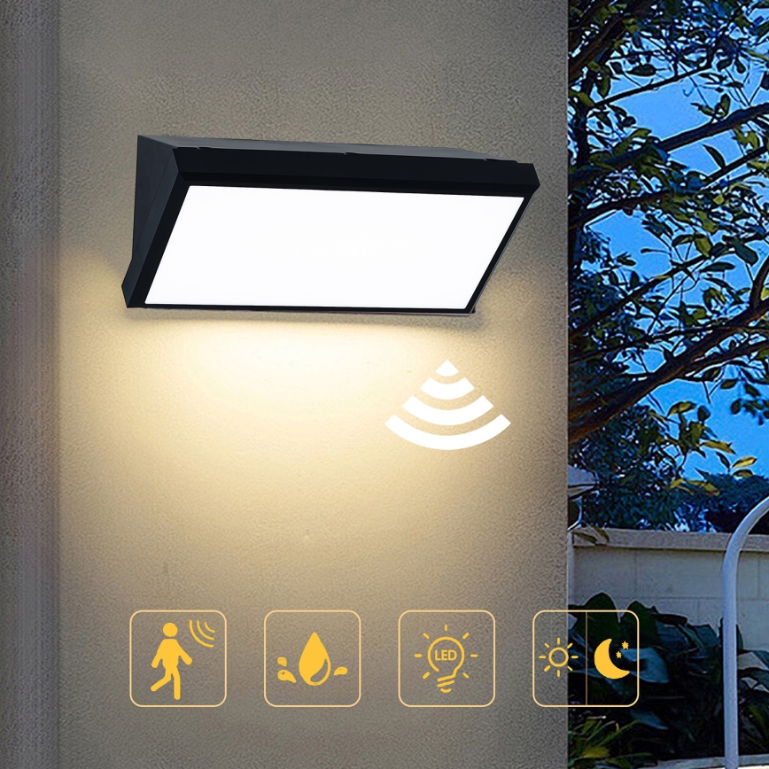 Brilagi - Applique murale extérieure avec détecteur TRIANGLE LED/20W/230V noir IP65