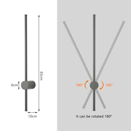 Brilagi - Applique murale d'extérieur AURA LED/12W/230V 4000K IP54 65 cm anthracite