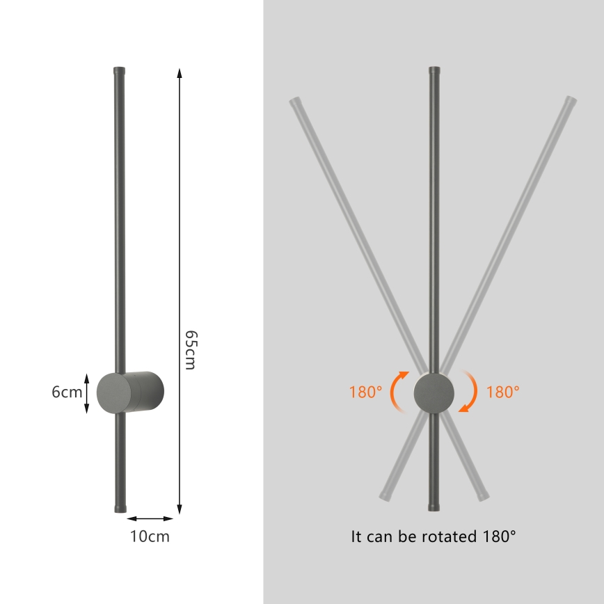Brilagi - Applique murale d'extérieur AURA LED/12W/230V 4000K IP54 65 cm anthracite