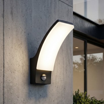 BRILAGI - Applique murale extérieure LED avec détecteur de mouvement et capteur crépusculaire ARCELO LED/12W/230V IP65 noire